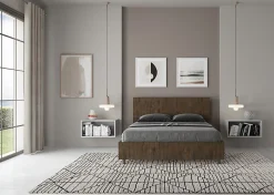 Lit sans sommier 140x190 tête de lit droite Demas noyer