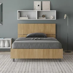 Lit sans sommier 120x200 Tête de lit inclinée Demas chêne