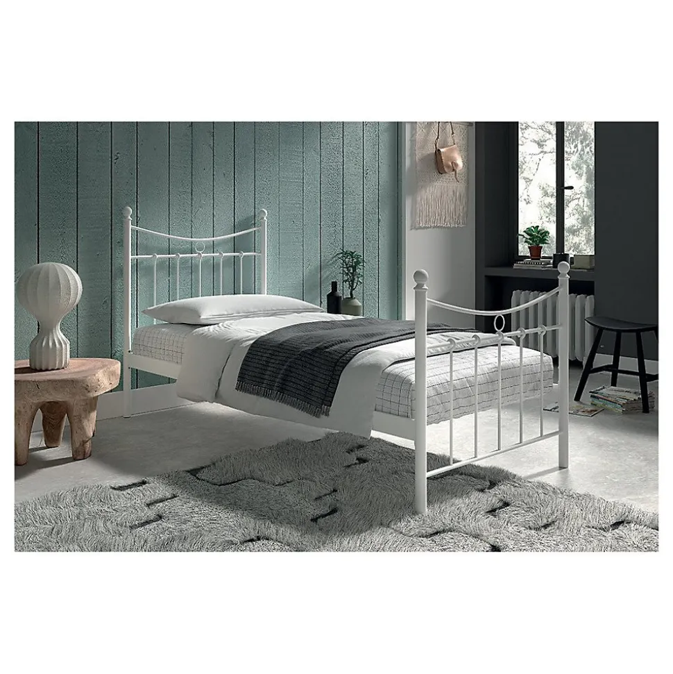 Lit SENCHA 90x200 cm en métal blanc