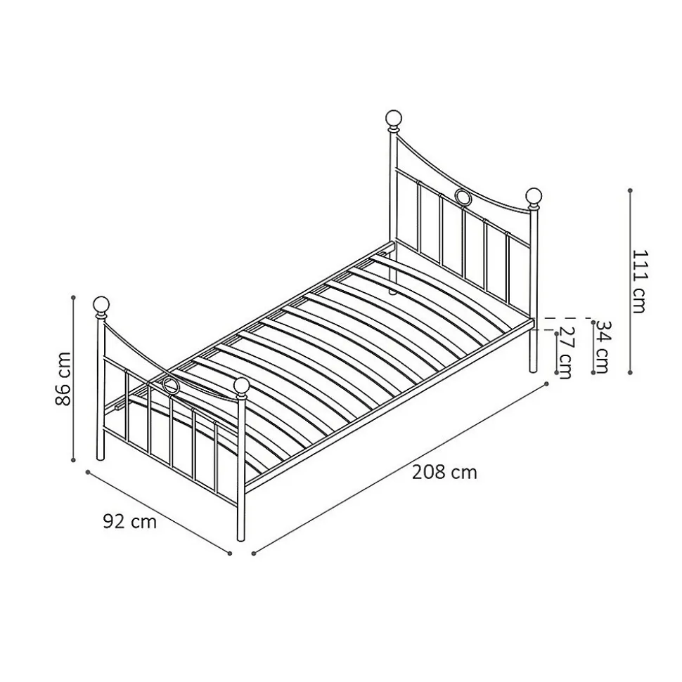Lit SENCHA 90x200 cm en métal blanc