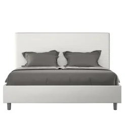 Lit simili cuir blanc Focus avec sommier tapissé 160x200