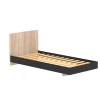 Lit simple 1 place 90x190cm Noir et Artisan avec sommier LIFA