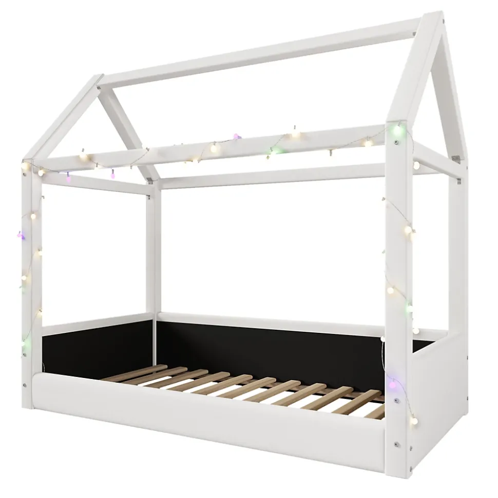 Lit Simple 90 x 200 cm - Canapé-Lit avec Éclairage LED Intégré, Gain de Place pour Chambre, Bois Massif, Sans Matelas, Beige