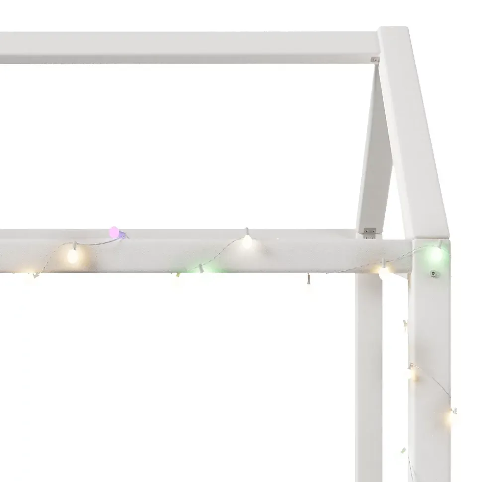 Lit Simple 90 x 200 cm - Canapé-Lit avec Éclairage LED Intégré, Gain de Place pour Chambre, Bois Massif, Sans Matelas, Beige