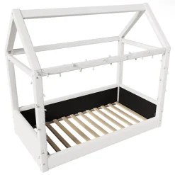 Lit Simple 90 x 200 cm - Canapé-Lit avec Éclairage LED Intégré, Gain de Place pour Chambre, Bois Massif, Sans Matelas, Beige