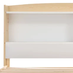 Lit simple 90 x 200 cm - Lit avec Tête de Lit Rangement - Bois Massif + MDF - avec Matelas - Blanc