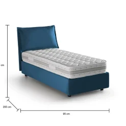 Lit simple Aren, Lit coffre avec revêtement en tissu, 100% Made in Italy, Ouverture latérale, avec matelas 80x190 cm inclus, Bleu