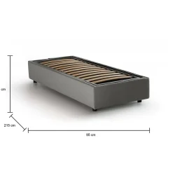 Lit simple Ava, Lit coffre avec revêtement en tissu, 100% Made in Italy, Ouverture frontale, adapté pour matelas 80x200 cm, Gris