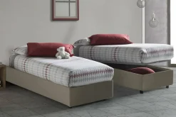 Lit simple Ava, Lit coffre avec revêtement en tissu, 100% Made in Italy, Ouverture frontale, adapté pour matelas 80x200 cm, Taupe