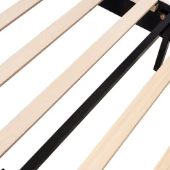 Lit simple capitonnés 90 x 200 cm, tête de lit en forme de fleur, sommier à lattes, velours, Beige