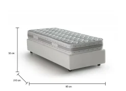 Lit simple Dalfan, Lit coffre avec revêtement en similcuir, Ouverture frontale, avec matelas 80x200 cm inclus, Blanc