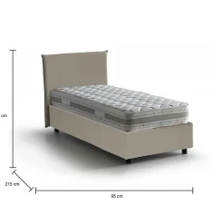 Lit simple Dbabb, Lit coffre avec revêtement en similcuir, Ouverture frontale, avec matelas 80x200 cm inclus, Taupe
