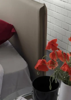 Lit simple Dbacchi, Lit coffre avec revêtement en tissu, Ouverture frontale, adapté pour matelas 80x200 cm, Taupe