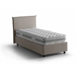 Lit simple Dbach, Lit coffre avec revêtement en tissu, Ouverture frontale, avec matelas 80x200 cm inclus, Taupe