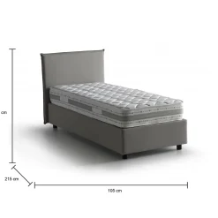 Lit simple Dbaston, Lit coffre avec revêtement en tissu, Ouverture frontale, avec matelas 90x200 cm inclus, Gris