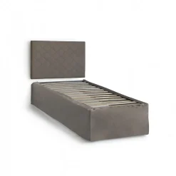 Lit simple Dbertol, ensemble tête de lit en similcuir avec sommier, matelas inclus, 80x190 cm, gris tourterelle