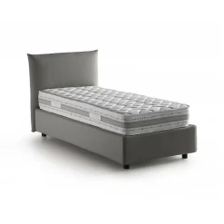 Lit simple Dbut, Lit coffre avec revêtement en tissu, 100% Made in Italy, Ouverture frontale, avec matelas 80x190 cm inclus, Gris