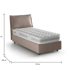 Lit simple Dloset, Lit coffre avec revêtement en tissu, Ouverture frontale, avec matelas 90x190 cm inclus, Taupe