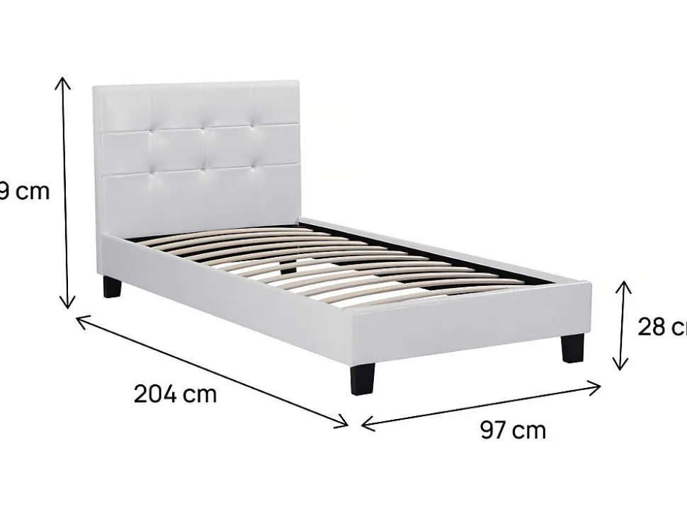 Lit simple en pvc "Julia" 90 x 190 cm Blanc