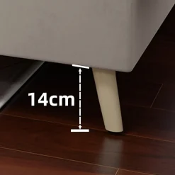 Lit Simple Enfant 90x200 cm - sans Tête de Lit, Revêtement en Velours et Cadre Bas, Composite et Métal, sans Matelas, Beige