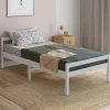 Lit simple HARPER 90 x 190 cm avec sommier bois blanc