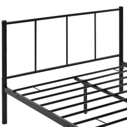 Lit simple Laos métal avec sommier à lattes 120 x 200 cm noir en.casa