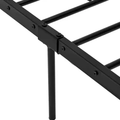 Lit simple Laos Métal avec Sommier à Lattes 90 x 200 cm Noir en.casa