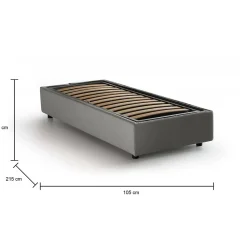 Lit simple Laura, Lit coffre avec revêtement en tissu, 100% Made in Italy, Ouverture frontale, adapté pour matelas 90x200 cm, Gris