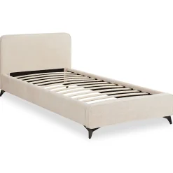 Lit simple LEVERDA 90 x 190 cm, revêtement en tissu - Blanc