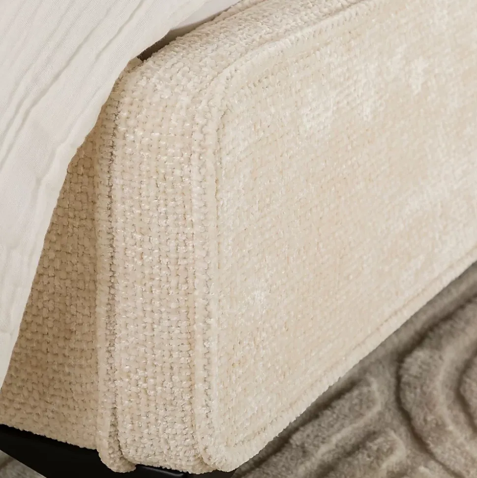 Lit simple LEVERDA 90 x 190 cm, revêtement en tissu - Blanc