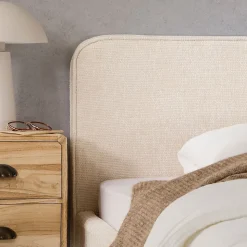 Lit simple LEVERDA 90 x 190 cm, revêtement en tissu - Blanc