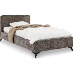 Lit simple LEVERDA 90 x 190 cm, revêtement en tissu - Gris