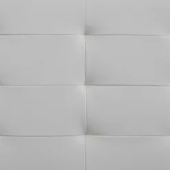 Lit simple MARLON, 120 x 190 cm, capitonné avec sommier, revêtement synthétique blanc