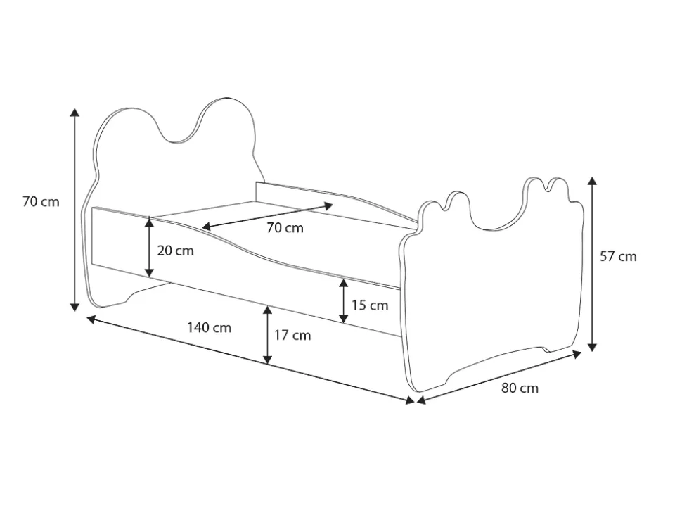 Lit simple Panda 140x70 avec tiroir