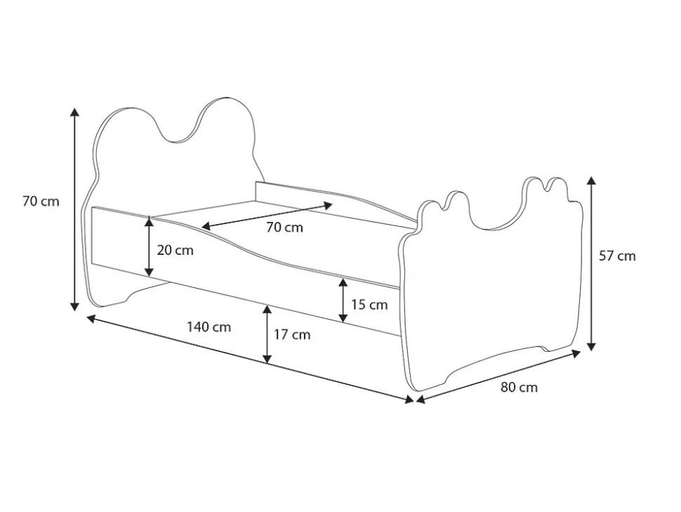 Lit simple Pink Cat 140x70 avec matelas