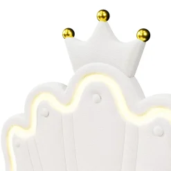 Lit Simple pour enfant 90 x 200 cm - Lit avec 2 Rangements - PU + MDF - Sans Matelas - Blanc