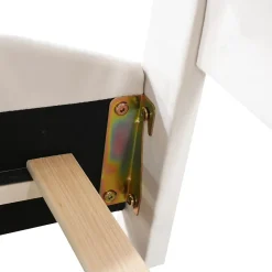 Lit simple pour enfant 90x200 cm - Lit capitonné en forme d'ours - Velours + Métal + MDF - Sans matelas - Blanc