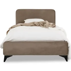 Lit simple RAVELLO 90 x 190 cm, revêtement en tissu - Grège