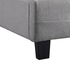 Lit simple REVE, 90 x 190 cm, capitonné avec sommier, revêtement en tissu gris