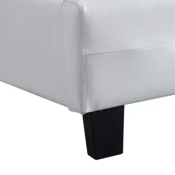 Lit simple REVE, 90 x 190 cm, capitonné avec sommier, revêtement synthétique blanc