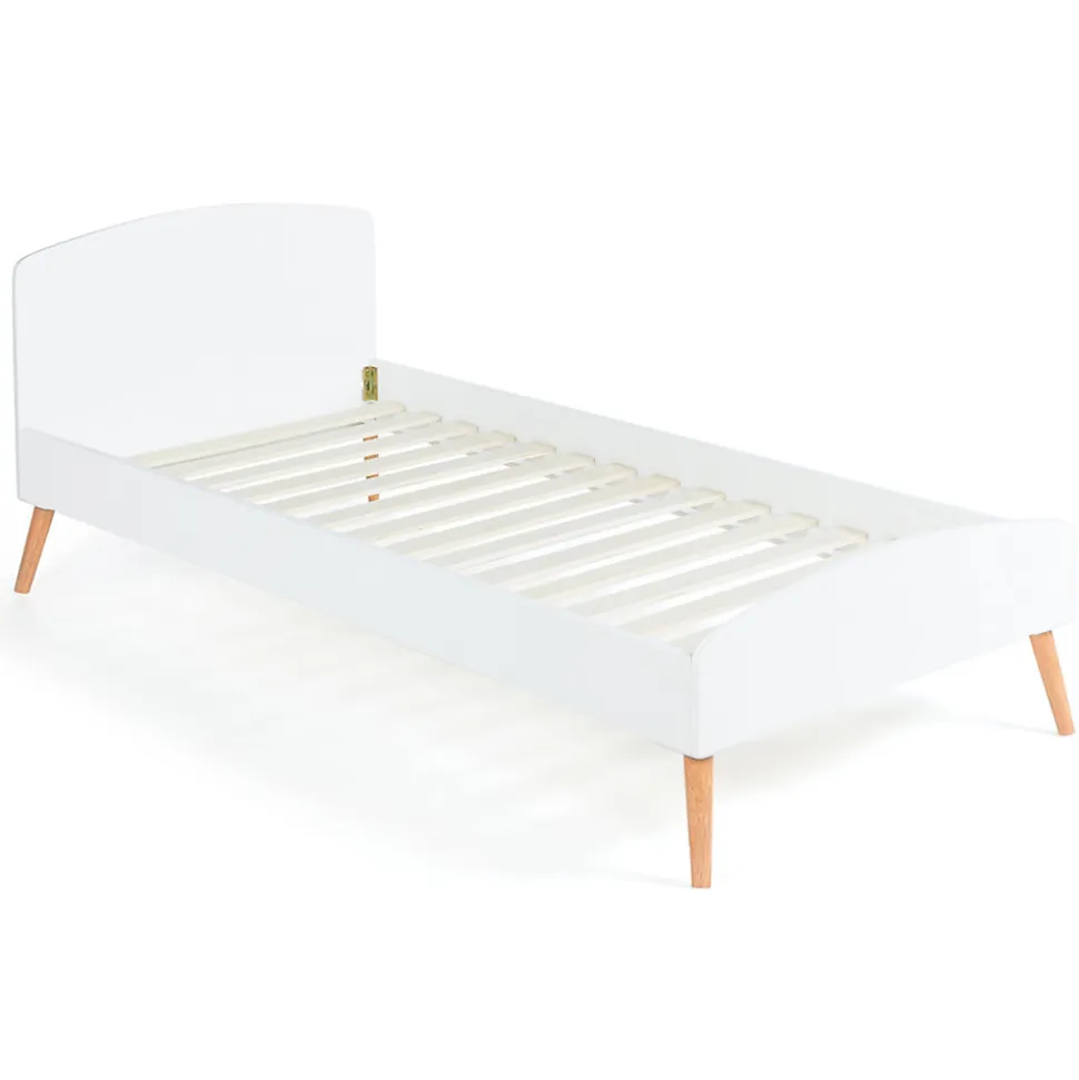 Lit simple scandinave 90 x 190 CM SOREN bois et blanc