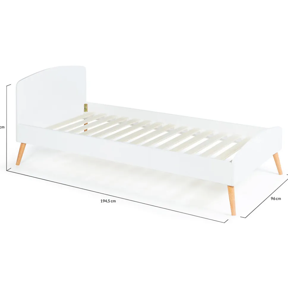 Lit simple scandinave 90 x 190 CM SOREN bois et blanc