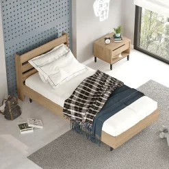 Lit simple Vesanto 100 x 200 cm effet chêne noir en.casa