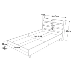 Lit simple Vesanto 100 x 200 cm effet chêne noir en.casa
