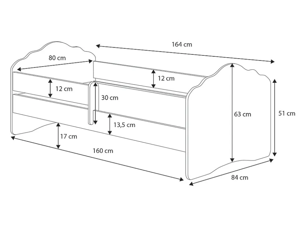 Lit simple Wave 160x80 - couleur blanche