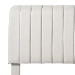 Lit simple 90x200 - Lit rembourré avec cadre en bois et métal - Lin - Sans Matelas - Beige