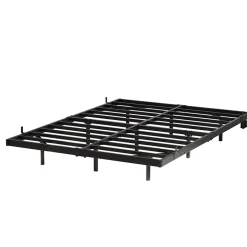 Lit Simple 120x200 cm - Lit Ado Metal avec Éclairage LED et Ports USB, Contrôle Télécommande App, Noir, sans Matelas