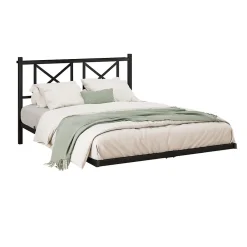 Lit Simple 120x200 cm - Lit Ado Moderne, avec Éclairage LED et Prises USB, Rangements - Noir, sans Matelas