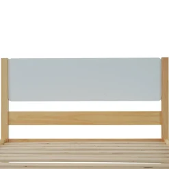 Lit Simple 90x200 cm - Lit Ado ou Adulte Sans Matelas - Bois de Pin Massif - Blanc et Naturel