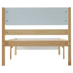 Lit Simple 90x200 cm - Lit Ado ou Adulte Sans Matelas - Bois de Pin Massif - Blanc et Naturel